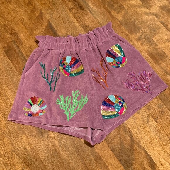 NWT QOS Lavender Terry Coral & Shell short and top set - Picture 4 of 5